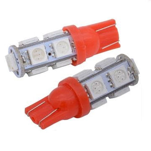 Red 194, 168, T10 LED Bulbs - 9 SMD (2 Pack)