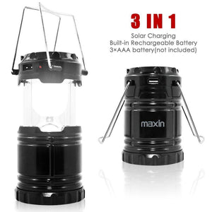 Ultra Bright Camping Lantern with Rechargeable Batteries and Solar Panel